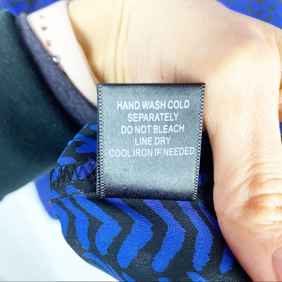 BELLATRIX Blue and Black Print Blouse - Picture 3 of 5